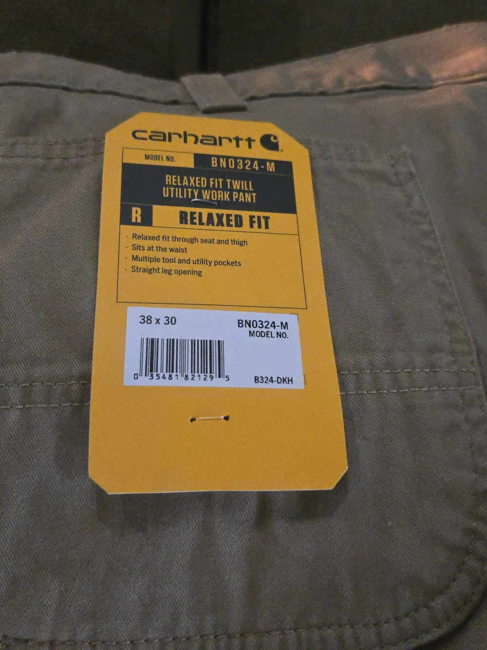Carhartt Khaki Relaxed Fit Work Pants with Utility Pockets